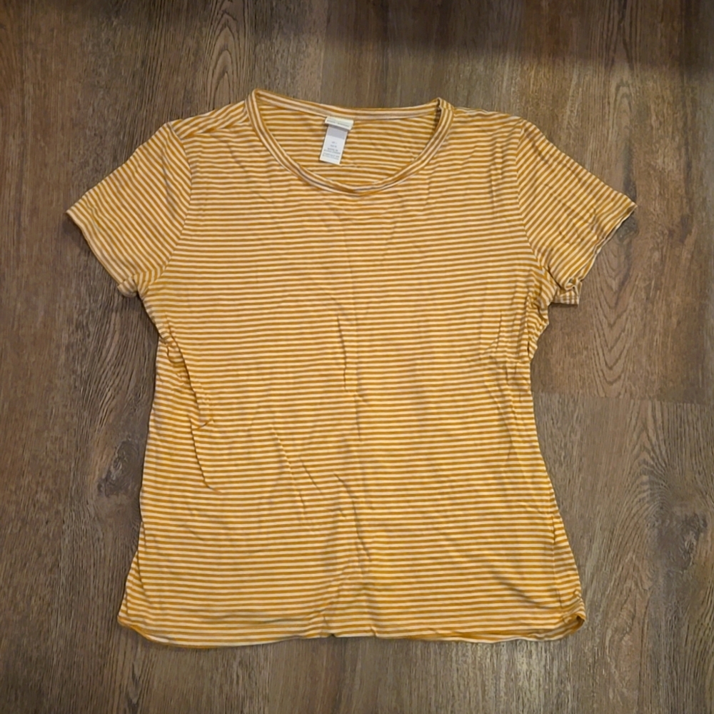 H&M Yellow/White Striped T-shirt